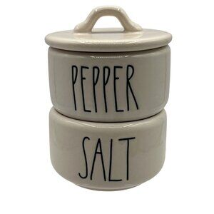 Rae Dunn by Magenta NEW Salt & Pepper Stacking Cellar Set Artisan Collection